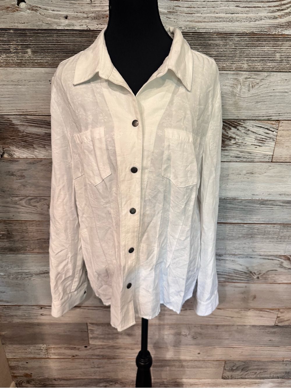 NWT Christopher & Banks White Button-Front Linen Shirt